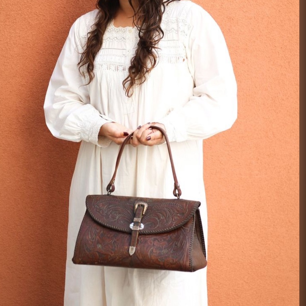 DARK BROWN LEATHER SATCHEL CROSS BODY